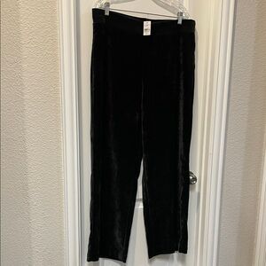LOFT Black Textured Velour Pants